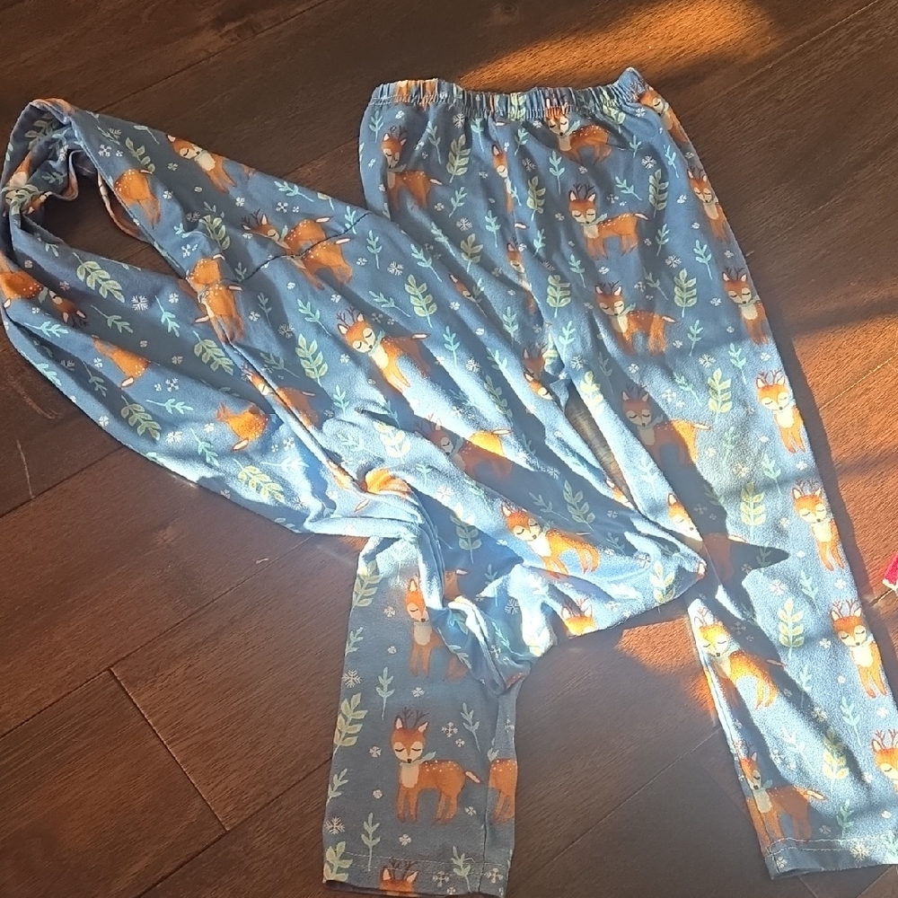 Blue Fox Print Kids Pajamas